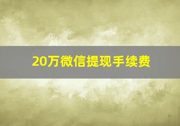 20万微信提现手续费