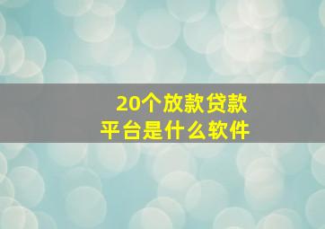 20个放款贷款平台是什么软件