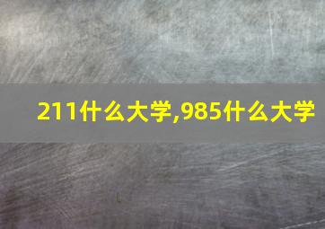 211什么大学,985什么大学