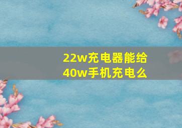 22w充电器能给40w手机充电么