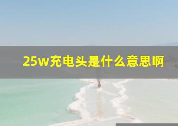 25w充电头是什么意思啊