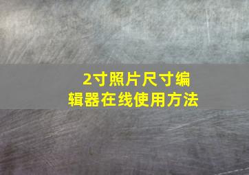 2寸照片尺寸编辑器在线使用方法