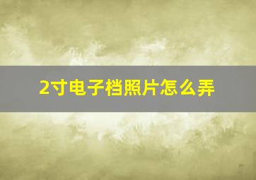 2寸电子档照片怎么弄