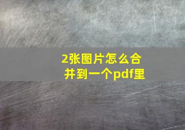 2张图片怎么合并到一个pdf里