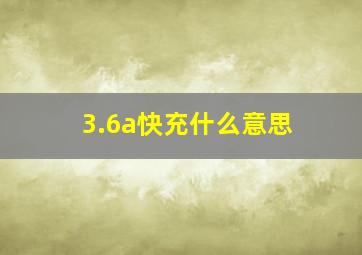 3.6a快充什么意思