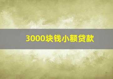 3000块钱小额贷款