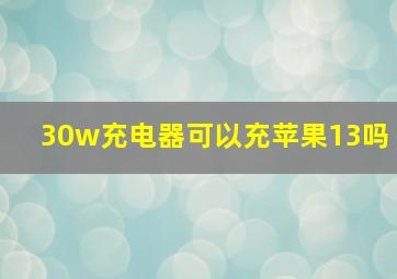 30w充电器可以充苹果13吗