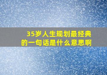 35岁人生规划最经典的一句话是什么意思啊