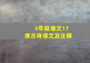 3年级语文17课古诗译文及注释