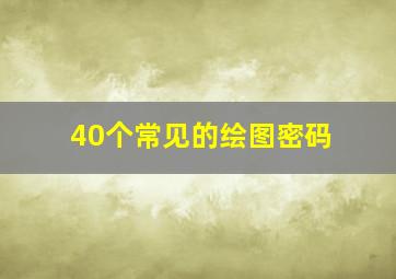 40个常见的绘图密码