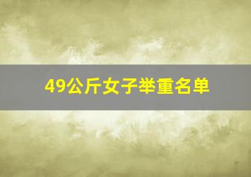 49公斤女子举重名单