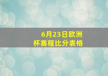 6月23日欧洲杯赛程比分表格