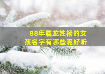 88年属龙姓杨的女孩名字有哪些呢好听