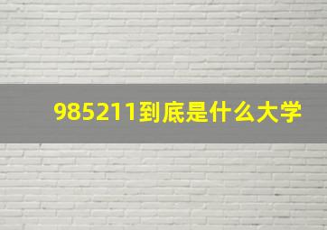 985211到底是什么大学