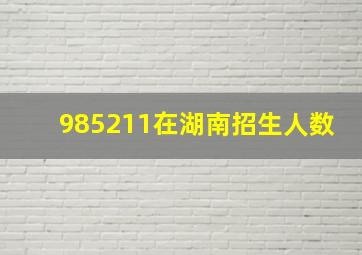 985211在湖南招生人数