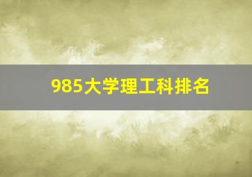 985大学理工科排名