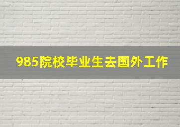 985院校毕业生去国外工作