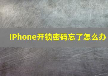 IPhone开锁密码忘了怎么办