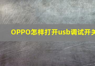 OPPO怎样打开usb调试开关