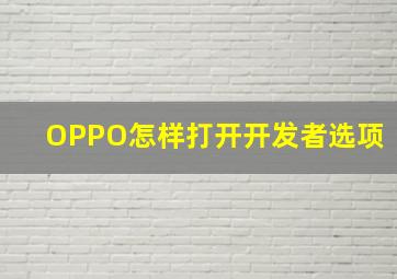 OPPO怎样打开开发者选项