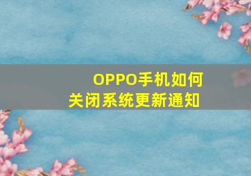 OPPO手机如何关闭系统更新通知