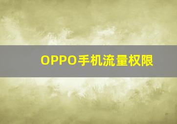 OPPO手机流量权限