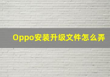 Oppo安装升级文件怎么弄