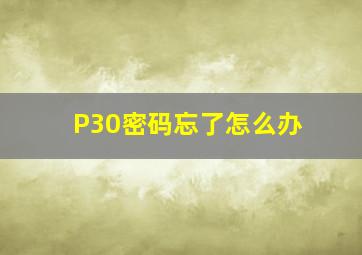 P30密码忘了怎么办