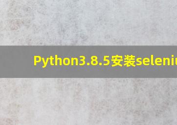 Python3.8.5安装selenium