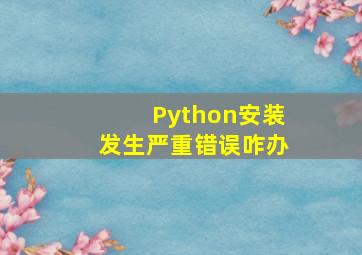 Python安装发生严重错误咋办