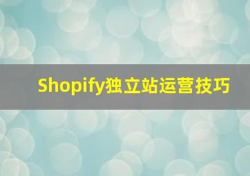 Shopify独立站运营技巧