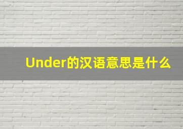 Under的汉语意思是什么