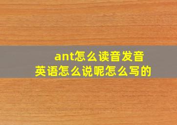 ant怎么读音发音英语怎么说呢怎么写的