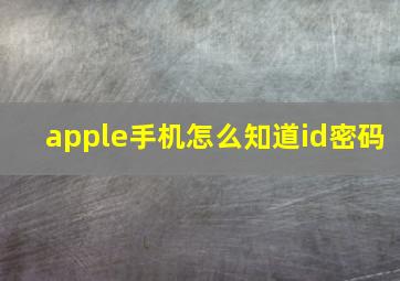 apple手机怎么知道id密码