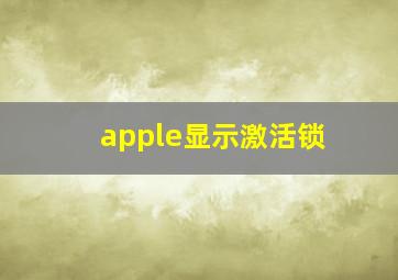 apple显示激活锁