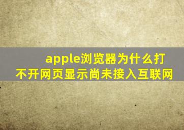 apple浏览器为什么打不开网页显示尚未接入互联网