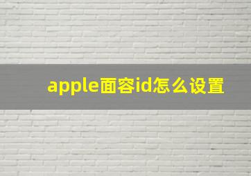 apple面容id怎么设置