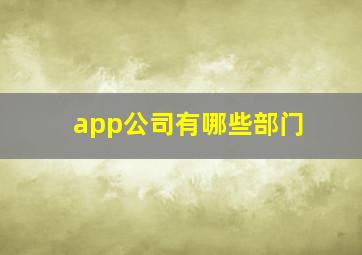 app公司有哪些部门