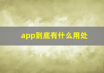 app到底有什么用处