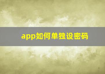 app如何单独设密码