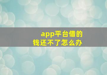 app平台借的钱还不了怎么办