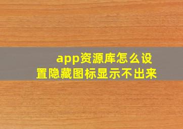 app资源库怎么设置隐藏图标显示不出来