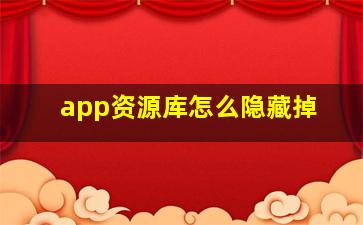 app资源库怎么隐藏掉