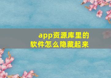 app资源库里的软件怎么隐藏起来