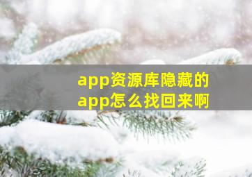 app资源库隐藏的app怎么找回来啊