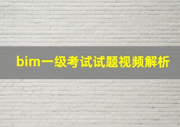 bim一级考试试题视频解析