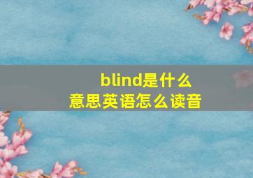 blind是什么意思英语怎么读音