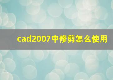 cad2007中修剪怎么使用