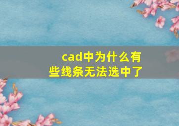 cad中为什么有些线条无法选中了