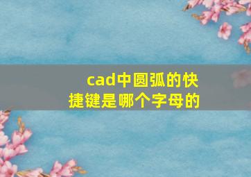 cad中圆弧的快捷键是哪个字母的